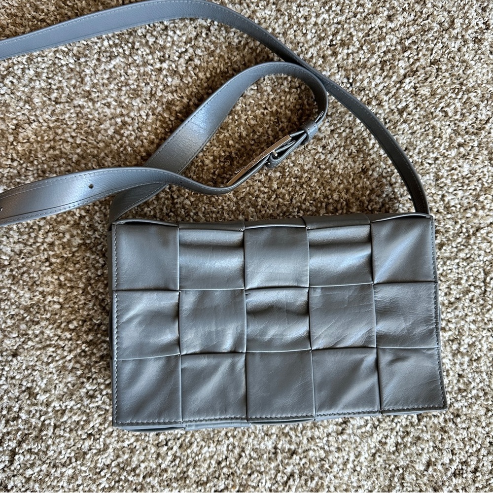 Bottega Veneta Cassette Crossbody Bag Gray